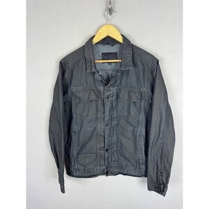 Comune Mens Black Coated Denim Trucker Jacket Large CM-010033 NW Cotton Coat